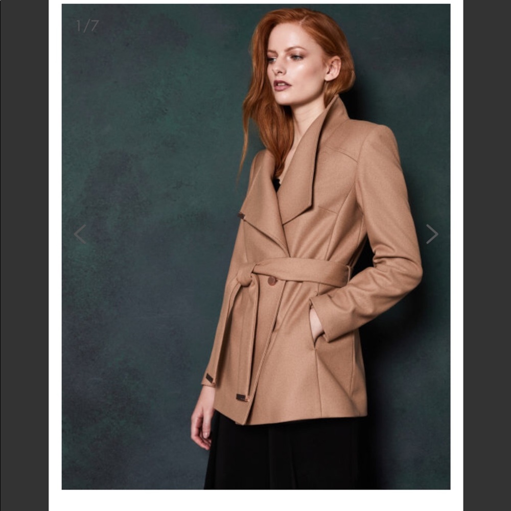 Ted Baker Camel Short Wool Wrap Coat